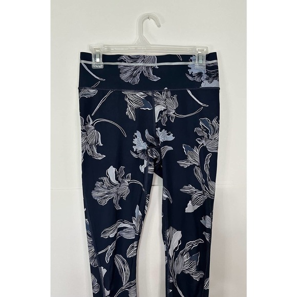 Athleta Blue Floral Sonic Cropped High Waisted Athletic Leggings Size S - Picture 4 of 10
